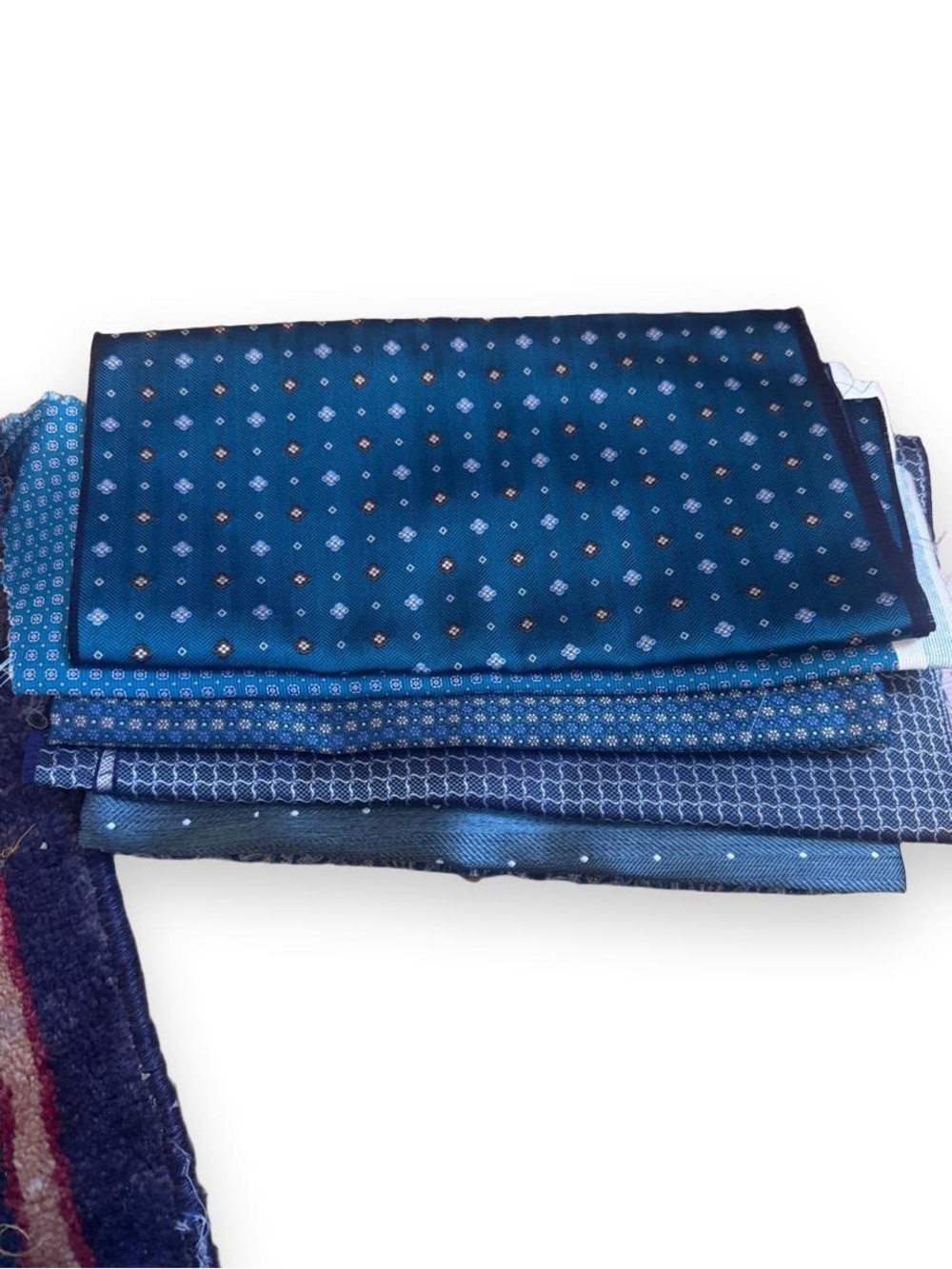 9pc bundle lot teal turquoise 100% Italian silk fabric remnants